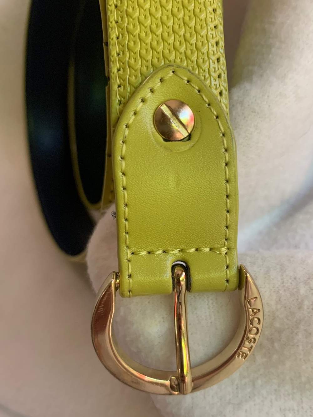 Vintage Lacoste Yellow-Green Leather Belt - Picture 2 of 12